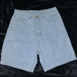 High rise light blue shorts